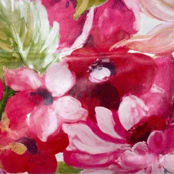 Maurizio Taiuti Genuine Leather Fold Clutch Floral Pink White Cut Out Handles - Picture 3 of 10